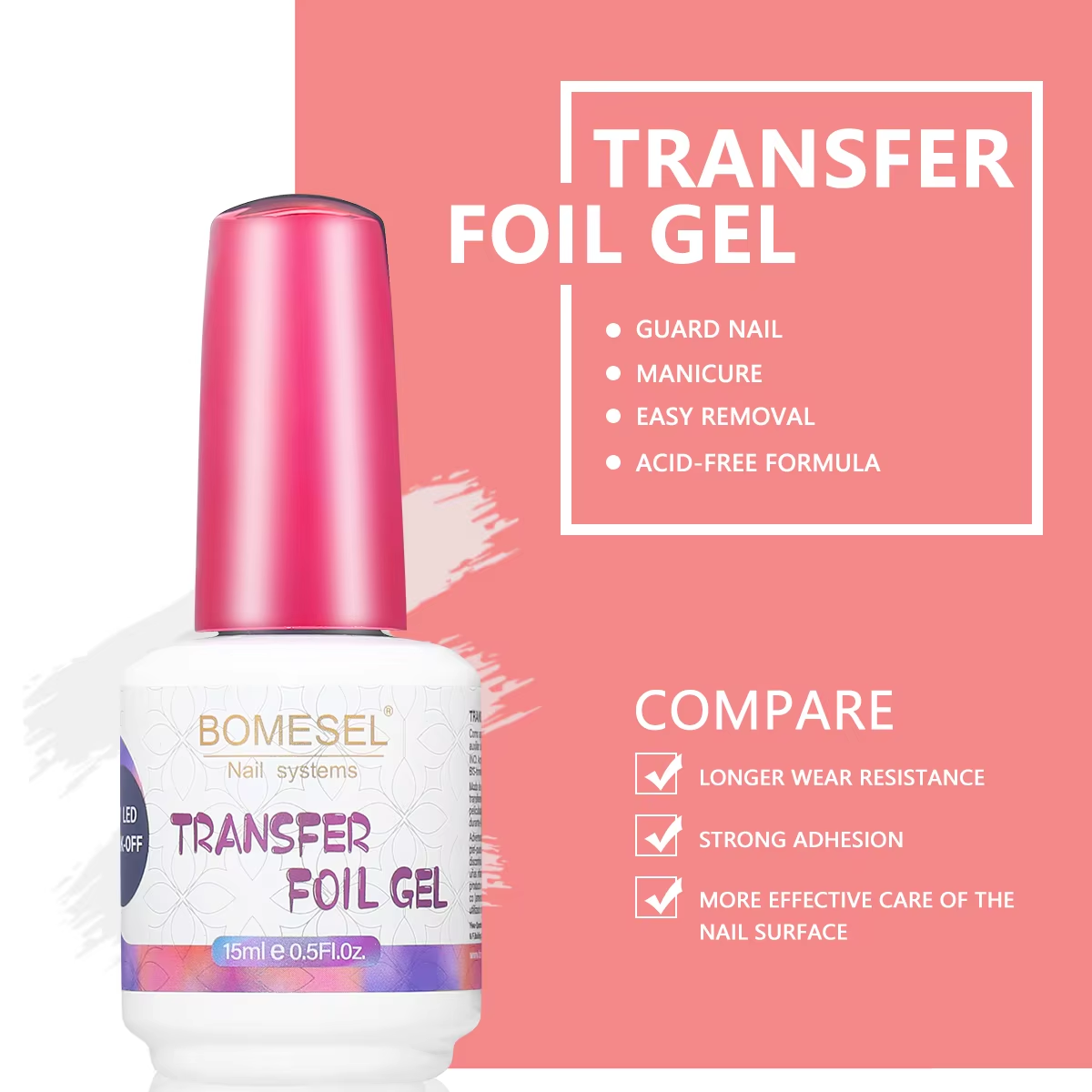 BOMESEL Professional DIY UV Gel Nail Polish 15ml LED Source French Style OED Function Sustainable Resin Free Top Model Wholesale