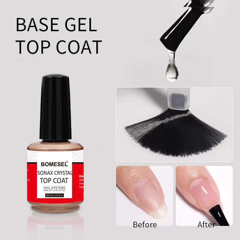 UV LED Nail Gel Crystal Plating Top Coat for Nail Art Premium Base Coat for Nail Polish Creations